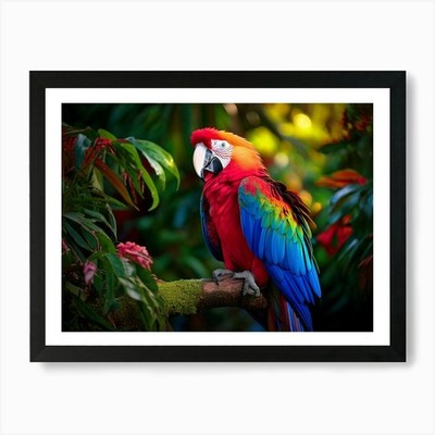 Tropischer Papagei 2 - AfriDesigns Kunst gerahmtes Wandbild Poster Leinwanddruck Bild