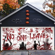13 x 6 FT Halloween Garage Door Cover Banner Backdrop Decorations - No Leaves...
