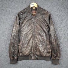 TIMBERLAND Giacca di Pelle Uomo L Grande Marrone Bomber Pelle di Pecora Invecchiata