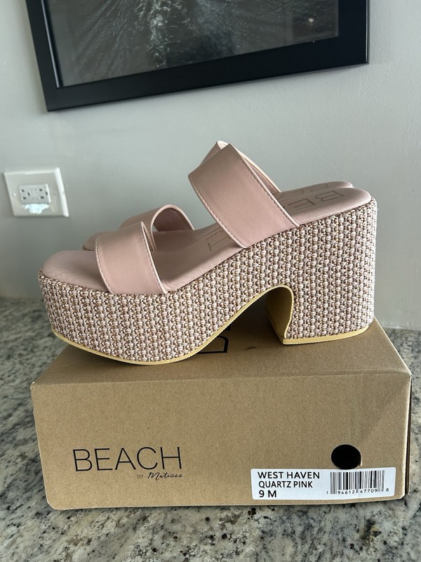 Beach by Matisse Platform Woven Slide Sandals Size 9  West Haven Quartz Pink