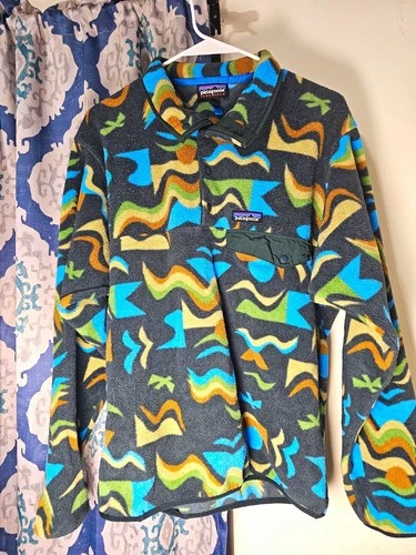 Patagonia Synchilla Snap-T Mens S Multicolor Geometric Fleece Snap Pocket - product listing photo