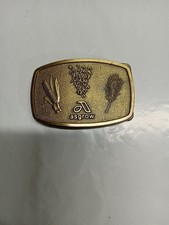 Vintage metal belt buckle western cowboy Asgrow corn crop farmer pride