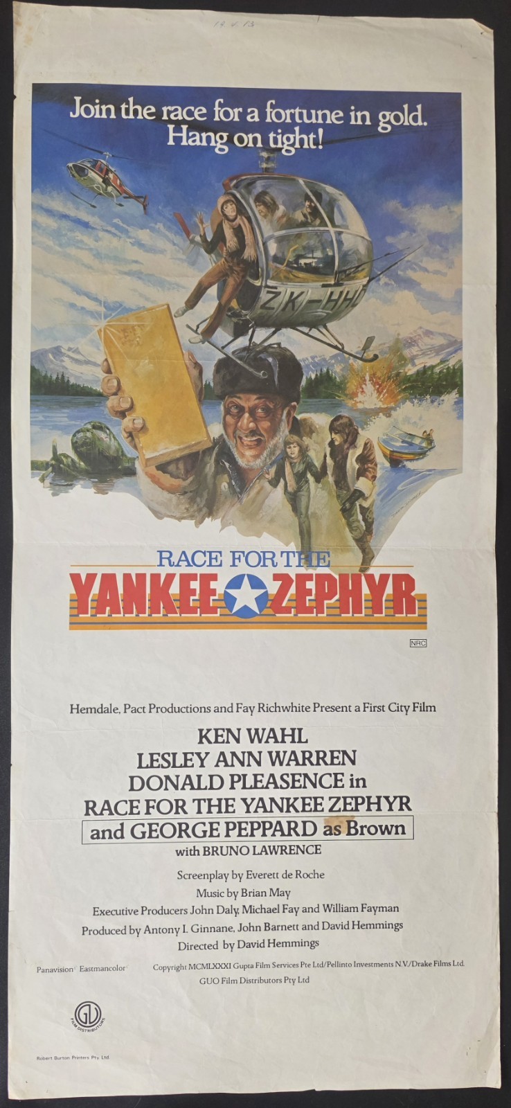 1981 Race for the Yankee Zephyr Original Australian Daybill Movie Poster G image 2