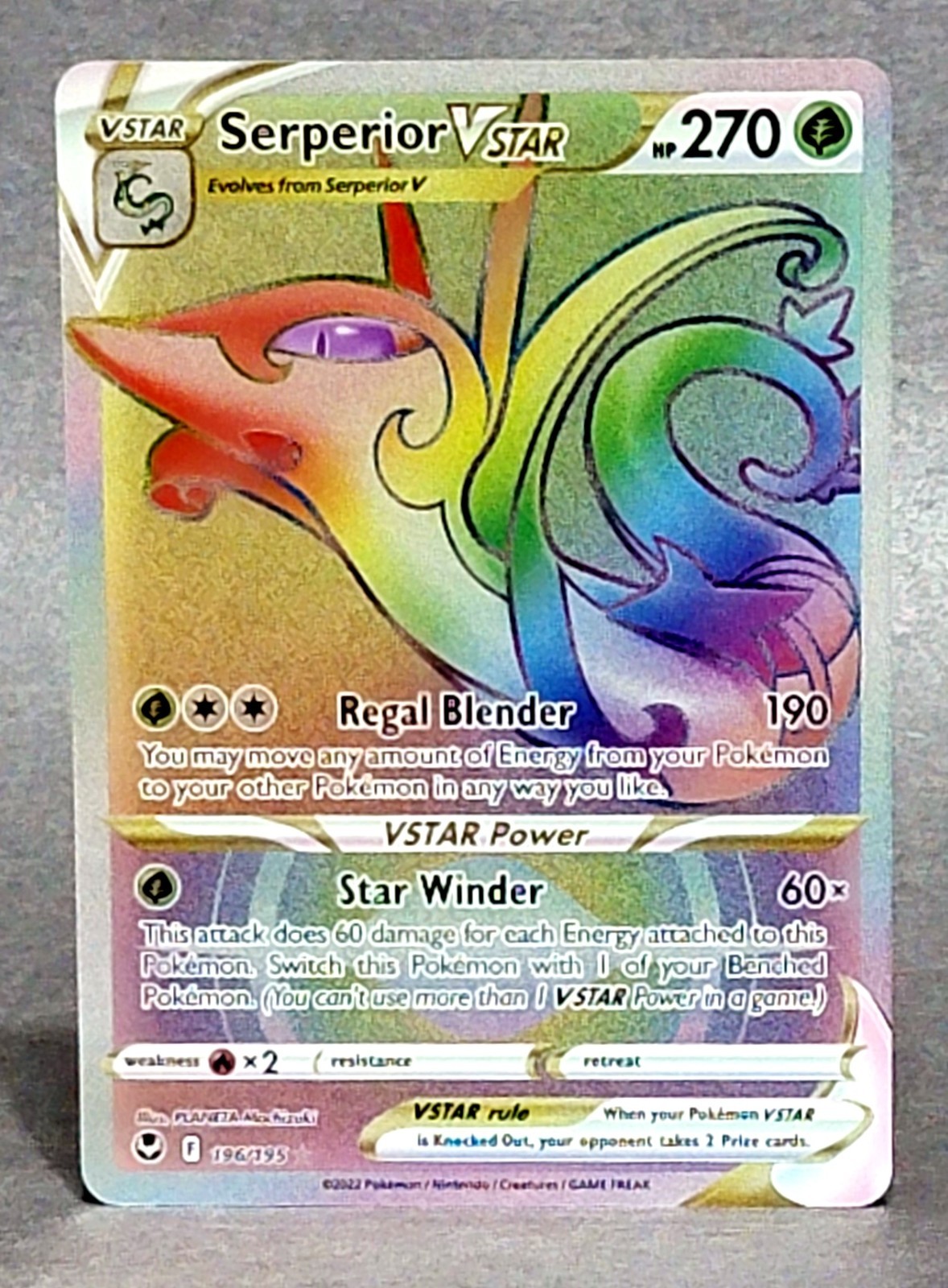 Pokemon Serperior VSTAR 196/195 Secret Rare Silver Tempest NM