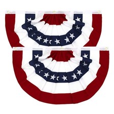 Flaglink 3x6Ft American Pleated Fan Flag Width Approx 180cm - US Patriotic Half