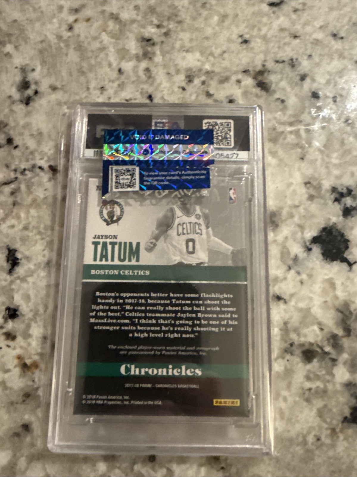 2017-18 Panini Chronicles Jayson Tatum Auto RC #d /149 Celtics PSA 9 MT view 2