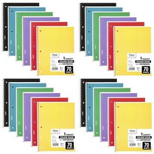 24 College Ruled Spiral Notebooks, Assorted Colors