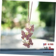 Bling Butterfly Diamond Car Hanging Accessories - Lucky Rhinestone Crystal Pink
