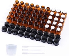 50 Pack 1ml 1/4 Dram Amber Mini Glass Essential Oils Sample Bottles with Black