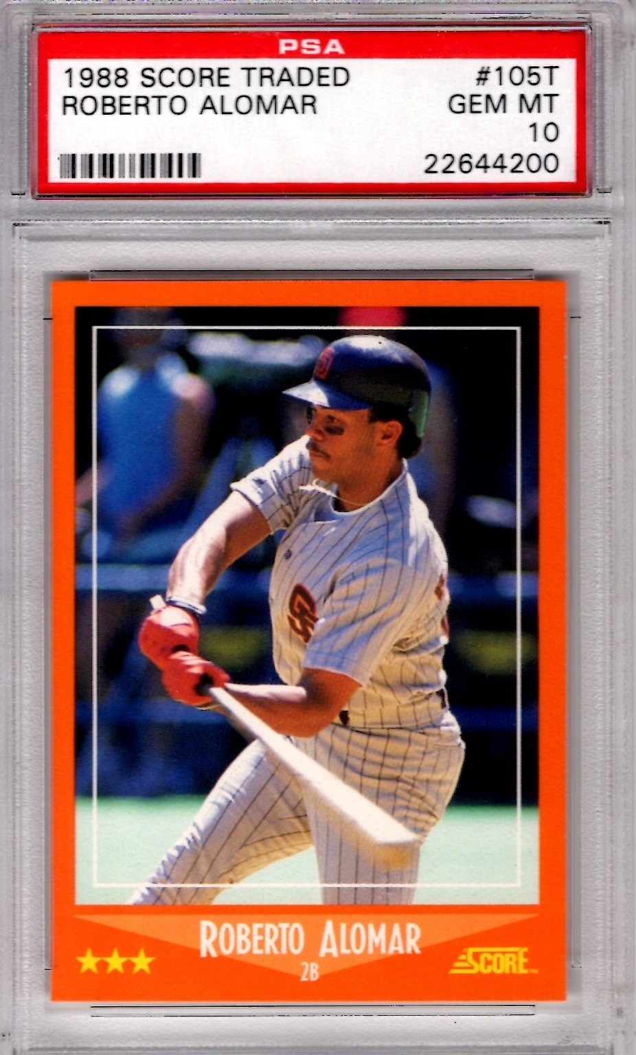 1988 Score Traded Roberto Alomar PSA 10 GEM MINT # 105T RC Rookie