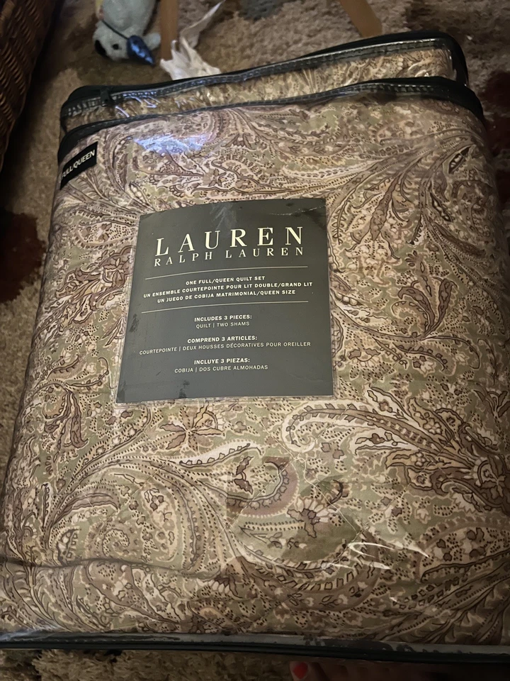 Ralph Lauren Completo/Queen 3 Piezas Edredón y 2 Fundas Paisley Neutro Nuevo en Pack  Foto 4 de 4