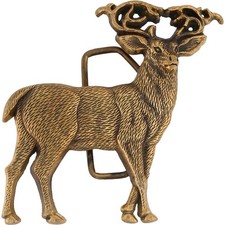 New Brass Deer Buck Stag Hunter Hunting Whitetail 1980s NOS Vintage Belt Buckle