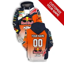 Custom Name KTM Red Bull Racing 3D Lightweight Hoodie For Men