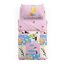 Copriletto trapuntato in cotone Caleffi I Love Tweety