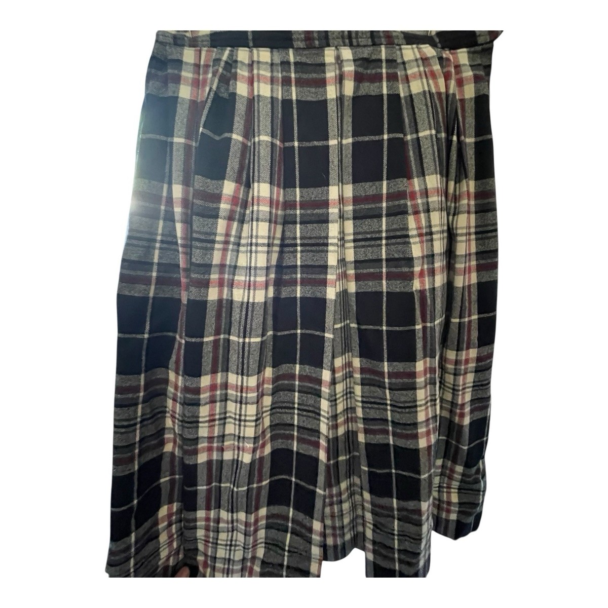 Vintage YVES Saint Laurent Rive Gauche Women's Plaid Pleated Skirt