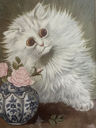 Paar antike Drucke Louis Wain - um 1913 - schön gerahmt