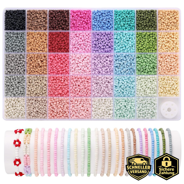 Perlen FüR ArmbäNder 3Mm 39 Farben Matt 9600 StüCk Bastelbedarf Schmuck-image