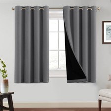 Thermal Curtain 100 Opaque Curtains with Eyelets Cold Protection Curtains Blackout...