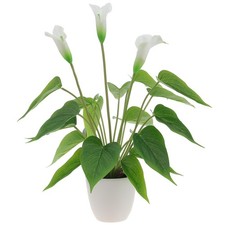 17.4 Inch Calla Lilies Artificial Flower Realistic Small Peace Lily Potted Decor