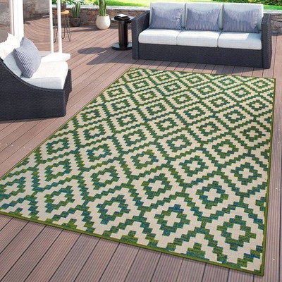 Rugshop Outdoor Rug Geometric Trellis Indoor Outdoor Carpet Green Outdoor Rug
