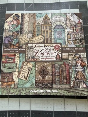 Stamperia Lady Vagabond 12x12 Paper Pad 10 Double Faced Pages Retired  New