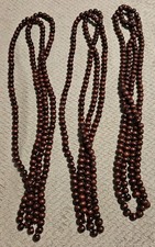 3 Strands Of Wood Beads 49 Inches
