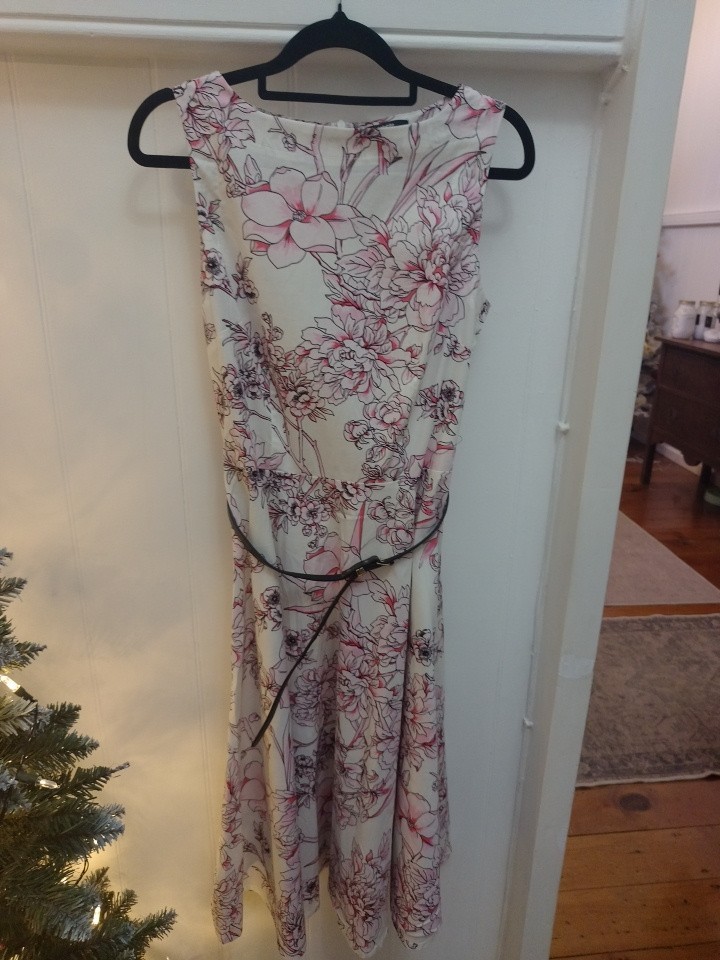 Annabelle Size S Sleeveless Pink And White Knee Length Fit And Flare Dress