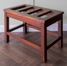Bath Cabinet Makers Queens Hotel Leeds 1937 Oak Luggage Rack (Side Table)