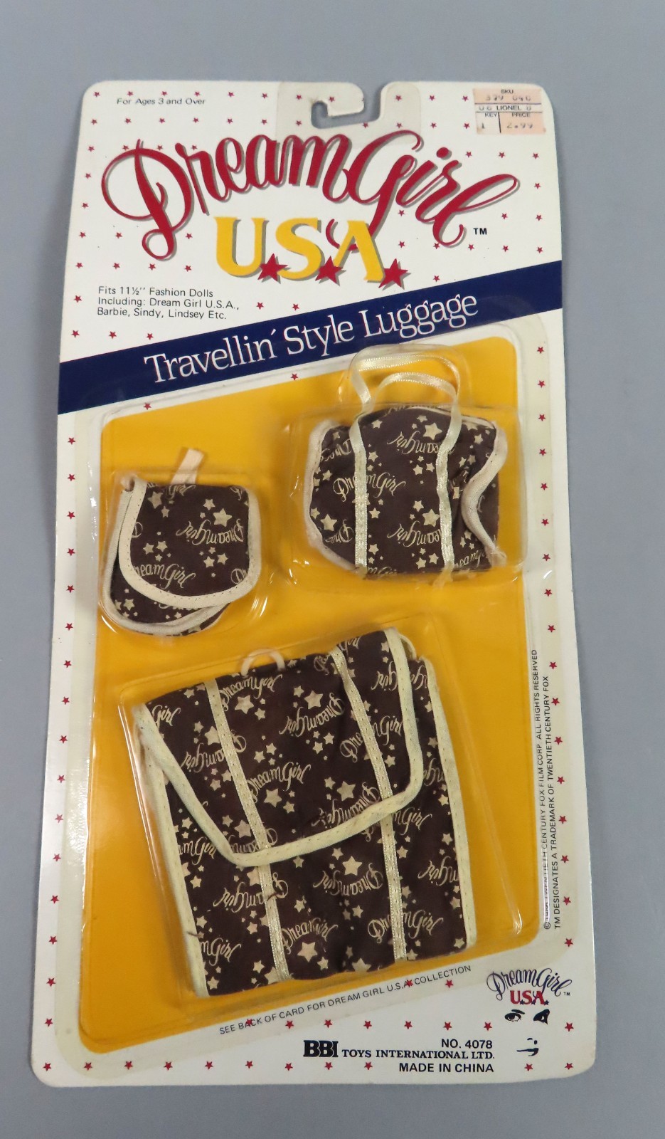 NOS Dream Girl USA Doll Travellin' Style Luggage In Original