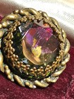 Schiaparelli Signed Gold Tone Multicolor Round Crystal Bezel Clip-On Earrings — photo 3