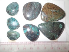 Turquoise Stone Flat Free Form Cabochon 214 Carat 7 pieces 42.8 gram