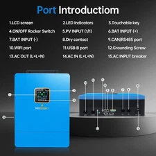 8KW Hybrid Solar Inverter Off-Grid 120V/240V Pure Sine Wave Inverter W/200A MPPT