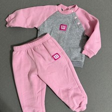 Vtg Wilson pink & gray baby set with pink sleeves and gray body retro Workout