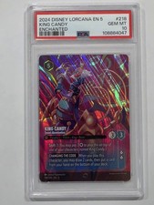 2024 Disney Lorcana EN 5 Shimmering Skies King Candy Enchanted 218/204. PSA 10.