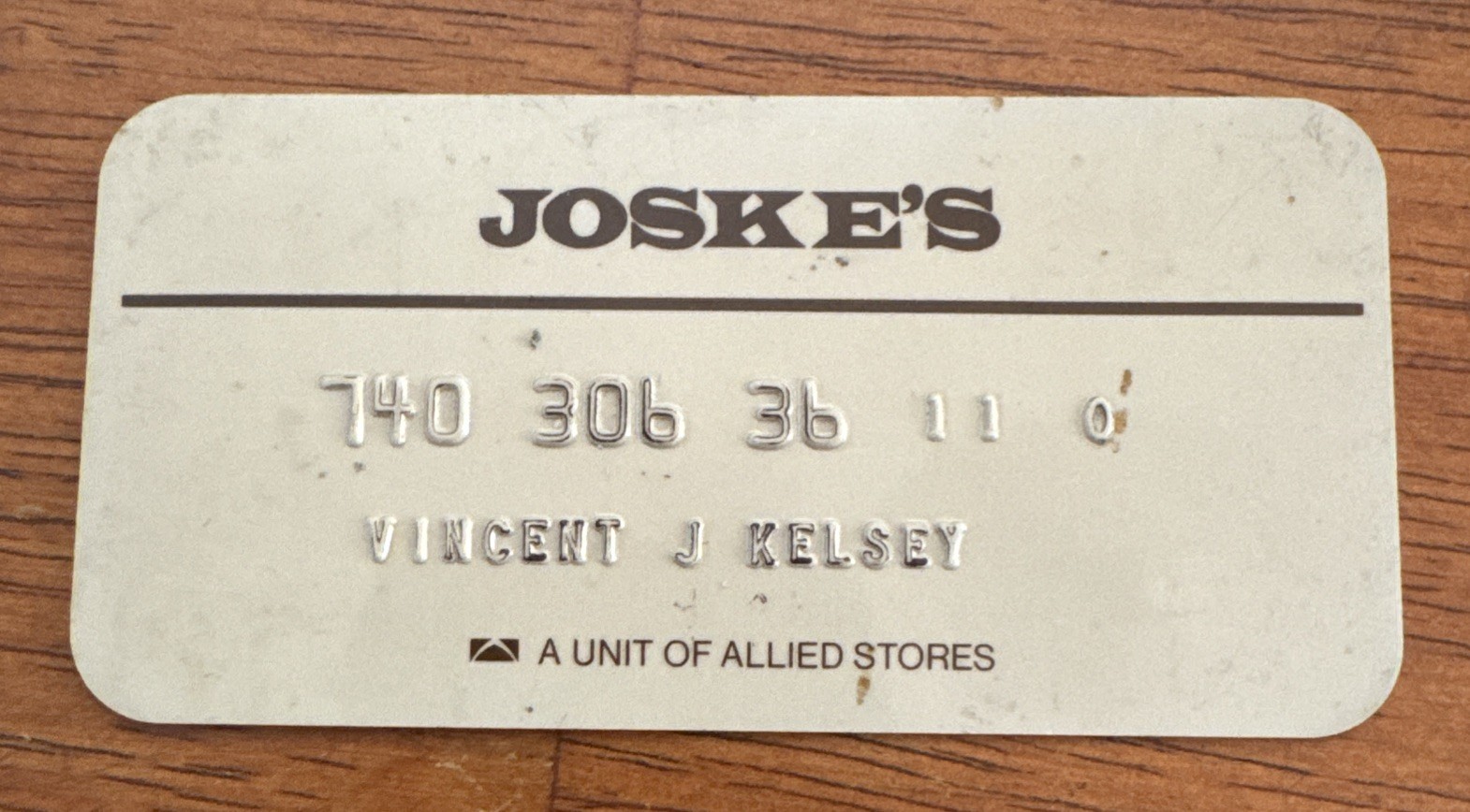Vintage Joske’s Department Store Charge Card, San Antonio Texas Allied Stores