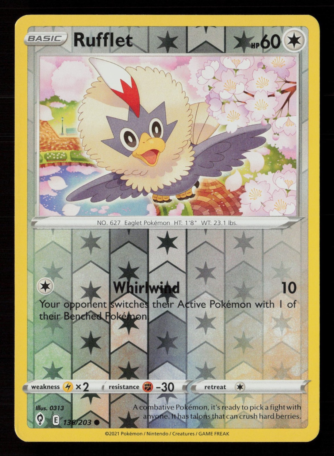 Rufflet SWSH07 - 136/203 Pokemon SWSH07: Evolving Skies Reverse Holofoil NM