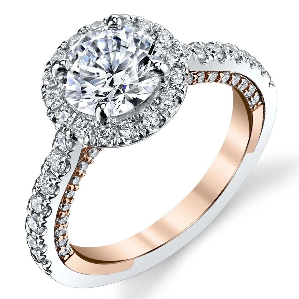 Anillo de diamantes de oro multicolor de 18k certificado GIA IGI corte redondo real 1,40 quilates 5 6 7 Foto 4 de 4