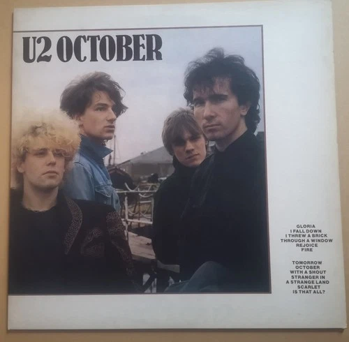U2 - October Vinyl LP 1981 - early press - textured sleeve card inner- VGC