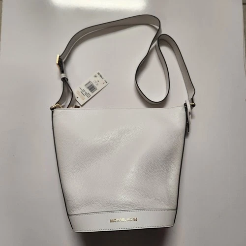 Michael Kors Townsend Bag White Pebbled Leather Bucket Crossbody Bag - NWT #2334