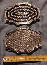 RHINESTONE SHINY WHITE AND BLACK STAINLESS STEEL BELLY BUCKLES