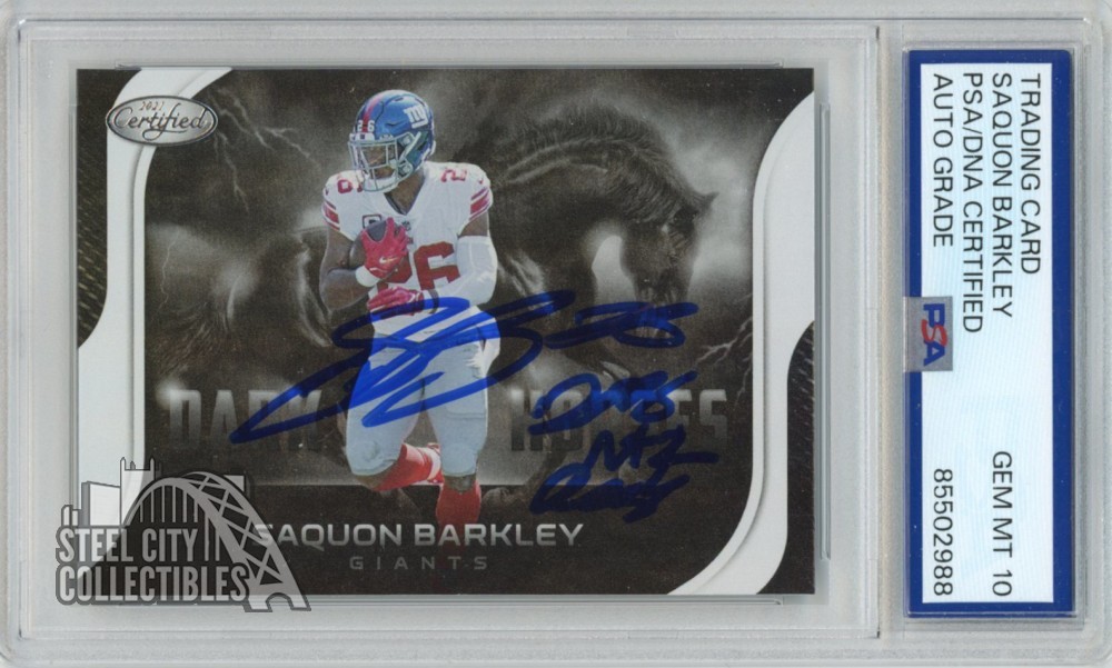 Saquon Barkley Autographed Signed 2021 Certified Horse 2018 NFL ROY Autograph Card #DH-9 PSA/DNA 10 