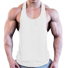 Men  s Stringer Tank Tops Y-Back Bodybuilding Muscle Cut T-Shirts Gym Fitness ...