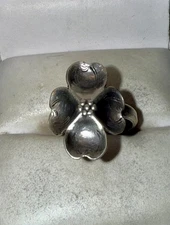 ESTATE Stuart Nye Solid Sterling Silver Clover Ring Adjustable Size 5