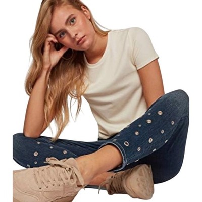 Mavi Jeans Women's Size 28 Tess High Rise Skinny Shaded Eyelet Ankle Artsy Boho