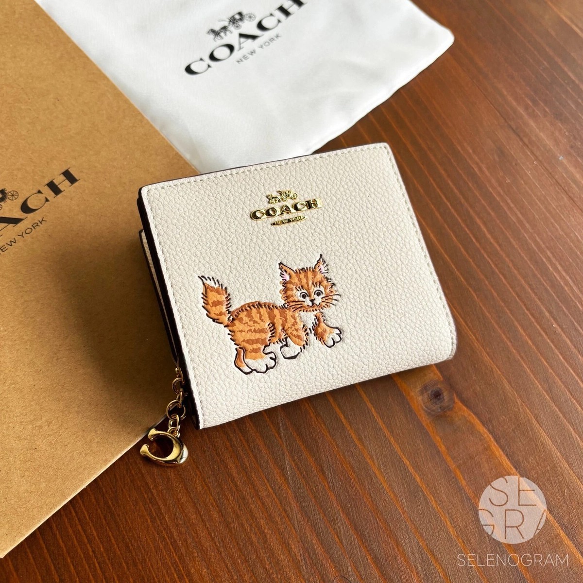 COACH Snap Wallet & Card holder With Dancing Kitten Cat CC472