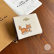 COACH Snap Wallet  Card holder With Dancing Kitten Cat CC472 Outlet New