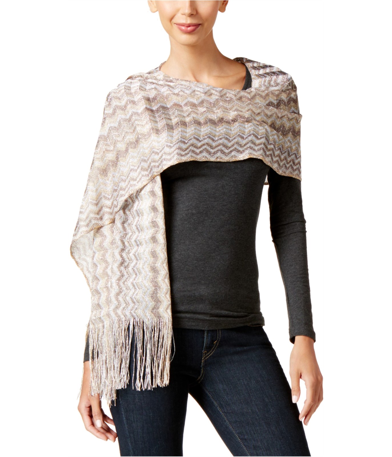 Женская накидка INC Zigzag бежевый Один размер 4490₽