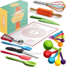 Kids Baking Sets 19 Pieces Real Cooking Tools Kit for Girls Boys Easter Gift