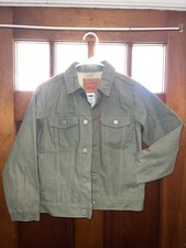 Levis Strauss Green Cotton Denim Jacket w/Logo Tag & Buttons-Youth Medium