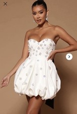 NWT Fashion Nova Hollie Embellished Mini Dress Large White Strapless SOLD OUT
